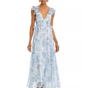 Aqua Blue and White Bridesmaids Dress